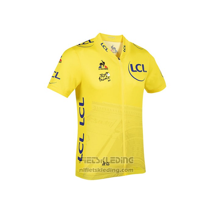 2021 Fietskleding Tour de France Geel Korte Mouwen en Koersbroek